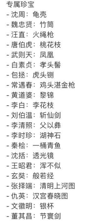 江南百景图天级人物专属珍宝推荐大全