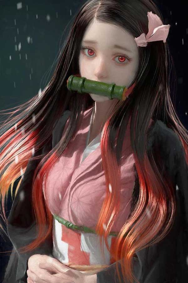 鬼灭之刃同人写实画风：蝴蝶忍优雅，祢豆子可爱