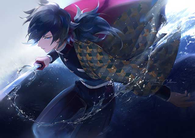 鬼灭之刃柱同人插画，九柱帅气又唯美