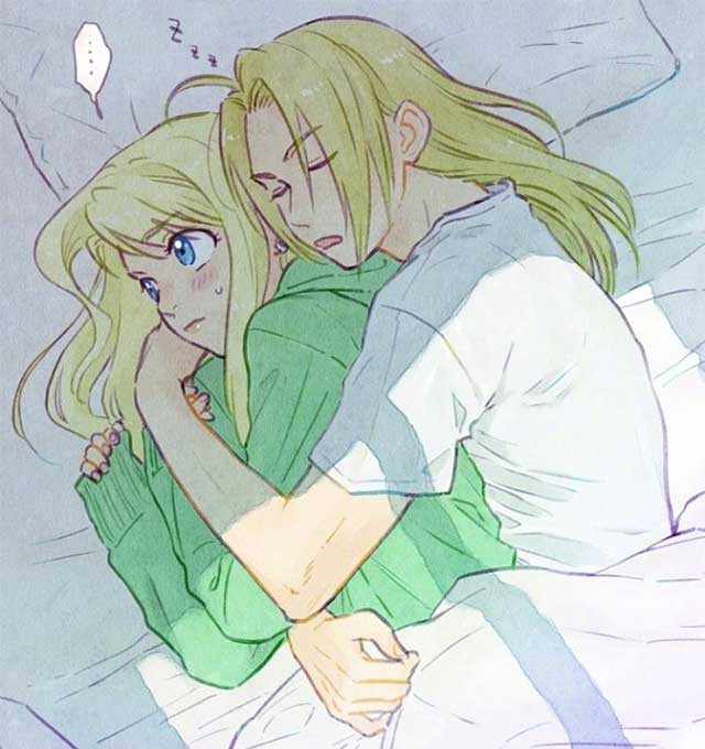 钢之炼金术师爱德华和温莉CP同人图，恋爱画面太甜了