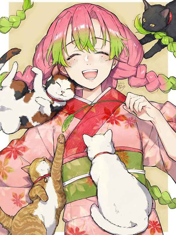 鬼灭之刃甘露寺蜜璃唯美同人插图壁纸