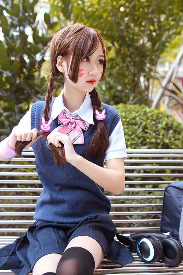 守望先锋dva同人jk制服cosplay（学生妹DVA）