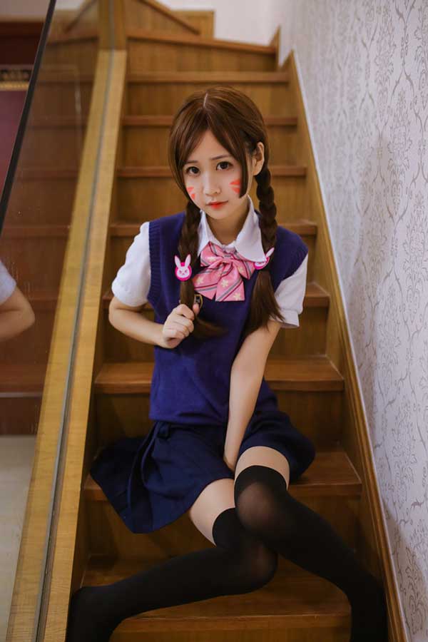 守望先锋dva同人jk制服cosplay（学生妹DVA）