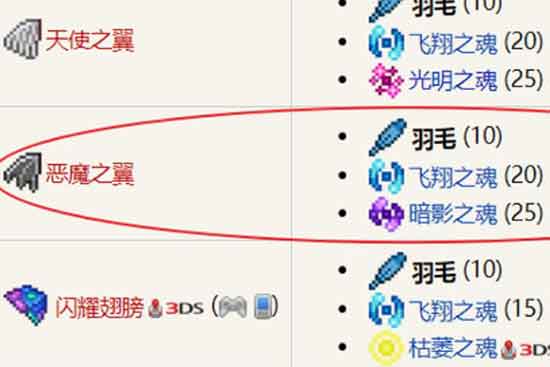 泰拉瑞亚恶魔之翼怎么做（恶魔之翼合成方法）