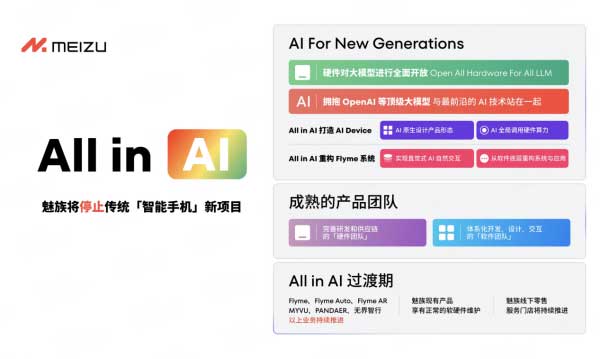 魅族宣布停止传统智能手机业务转向AI 魅族宣布停止传统智能手机业务转向AI