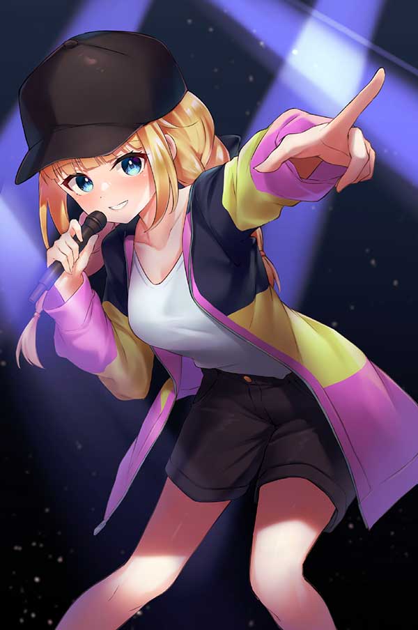 月见英子手机壁纸美图插画，双马尾美少女